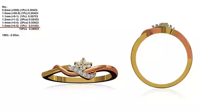 Twisted Multi Metal Ring With Diamonds 1