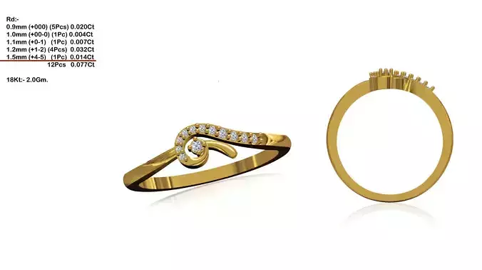 Swirl Gold Ring With Diamonds 77