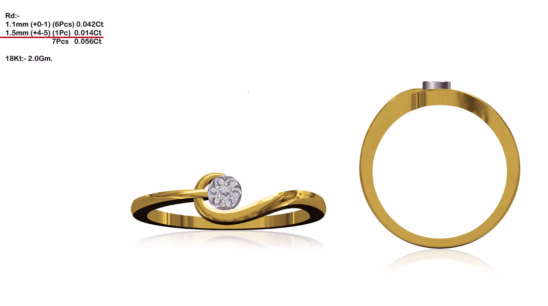 Swirl Loop Gold Ring With Diamonds 15 3D print model_0