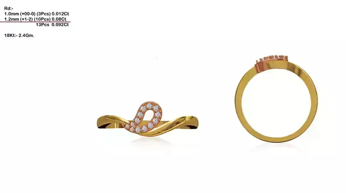 Swirl Loop Multi Metal Ring With Diamonds