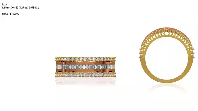 Multi Metal Ring With Diamonds 13