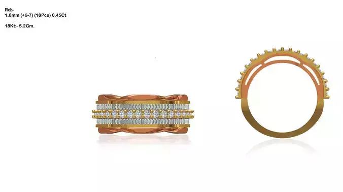 Multi Metal Ring With Diamonds 14