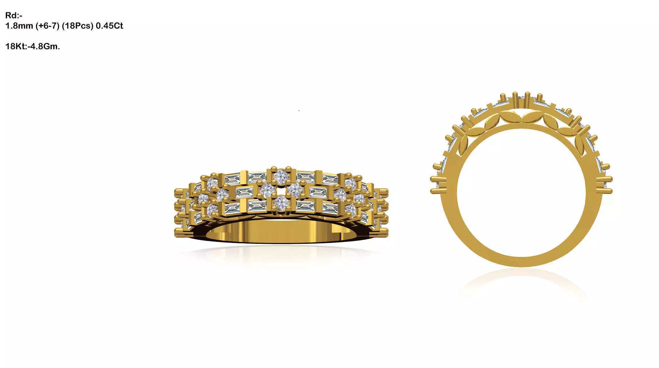 Gold Engagement Ring With Diamonds 240 3D print model