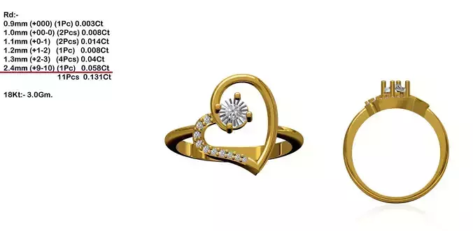 Heart Shaped Gold Ring With Diamonds 11