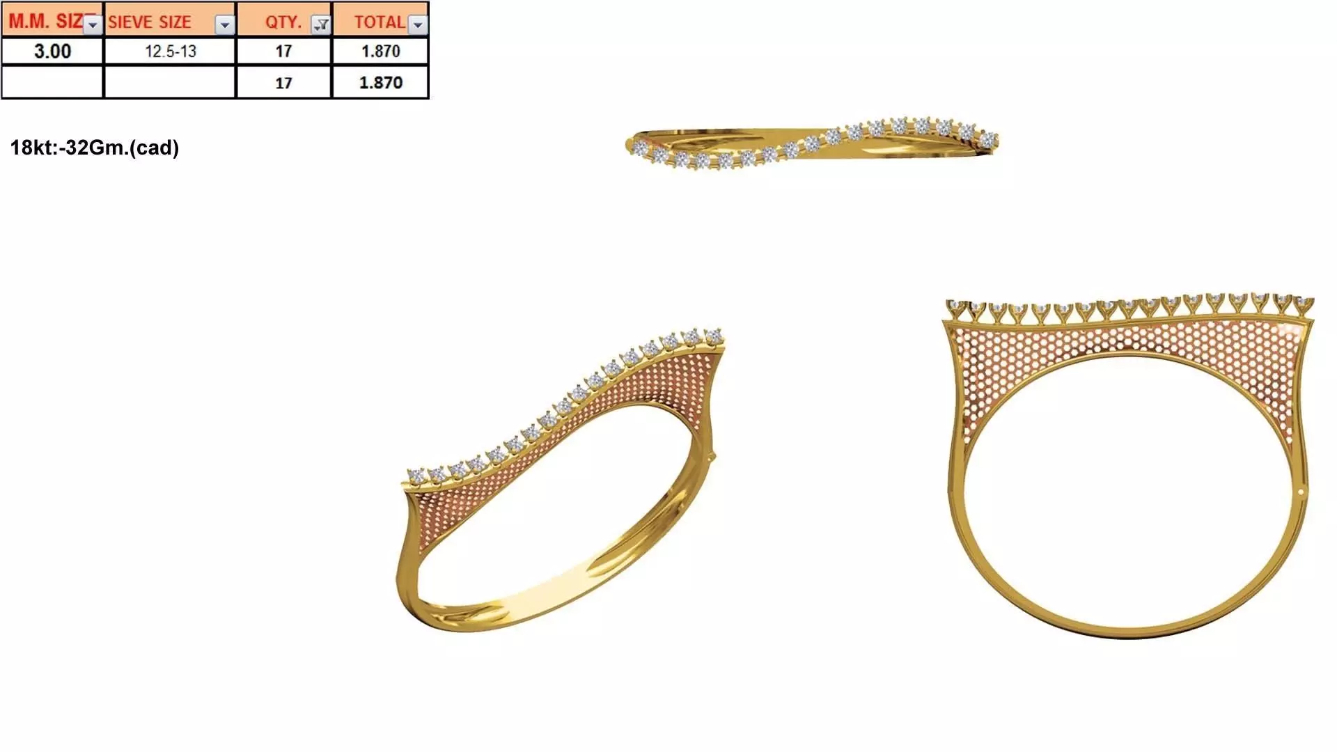 Gold Thin Ring With Diamonds 15 3D print model_0