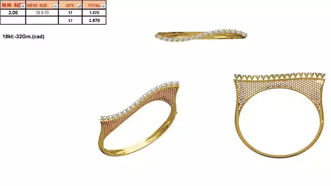 Gold Thin Ring With Diamonds 15