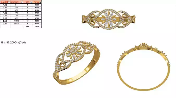 Marquise Shaped Gold Ring With Diamonds 35