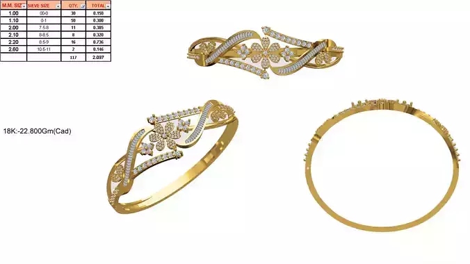 Floral Gold Ring With Diamonds 18