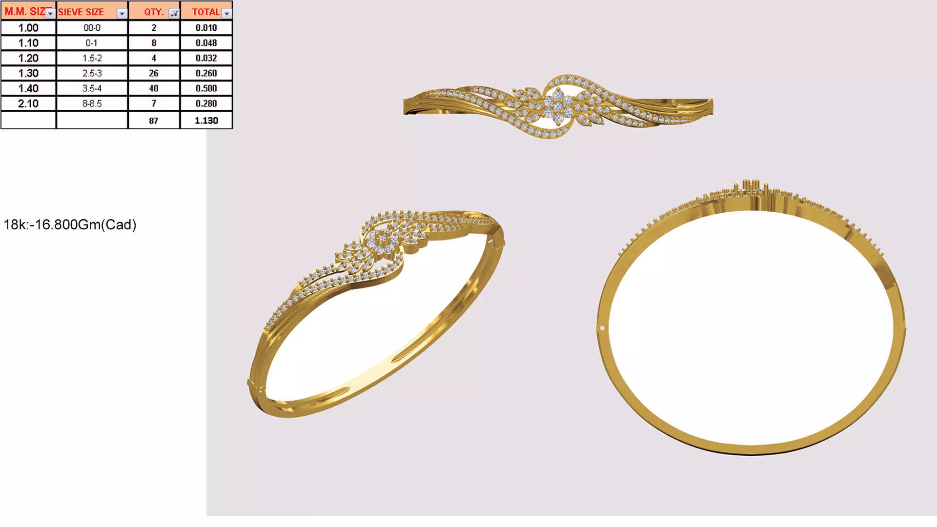 Swirl Gold Ring With Diamonds 85 3D print model_0