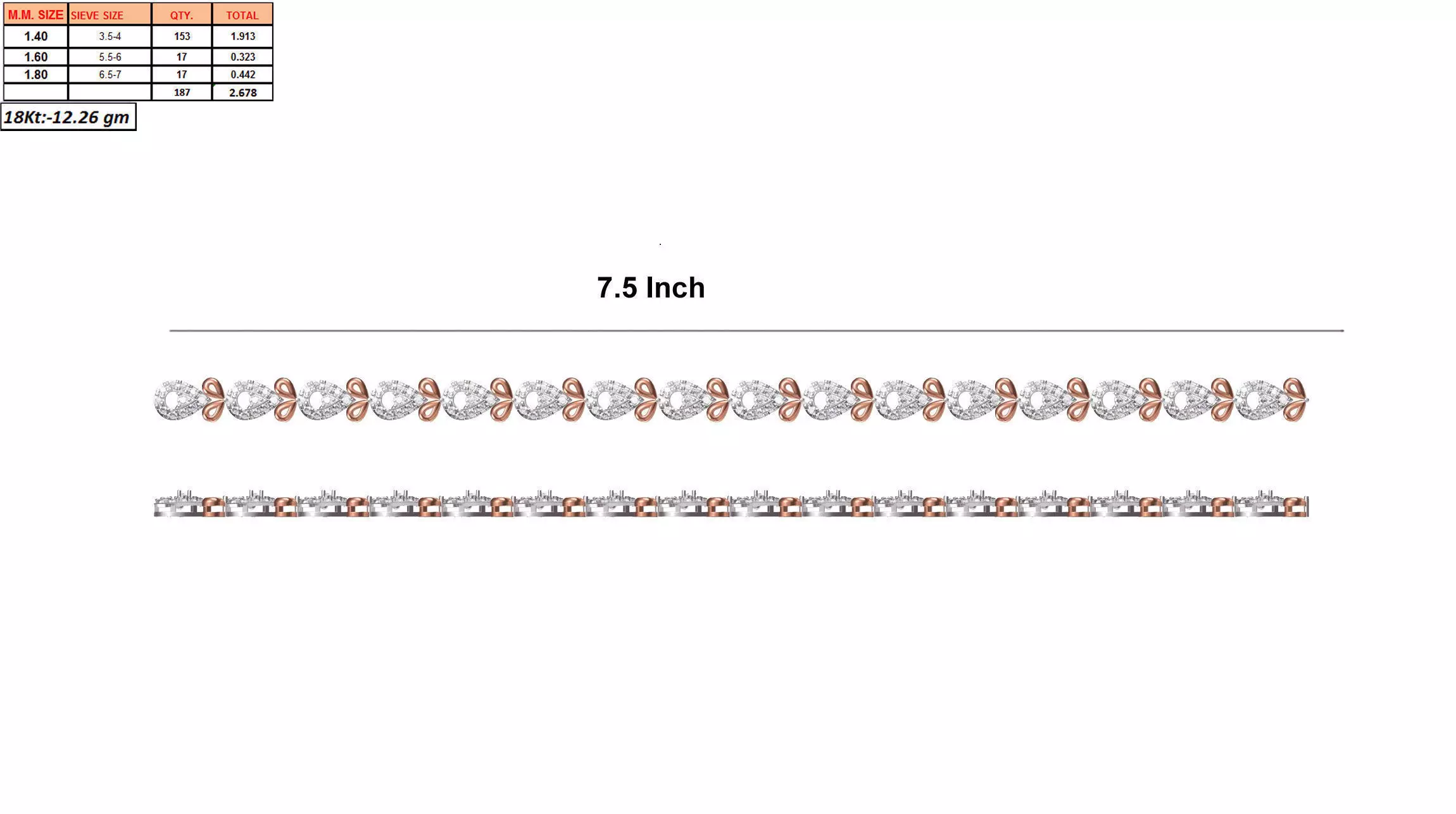 Multimetal Bracelet With Diamonds 2 3D print model_0