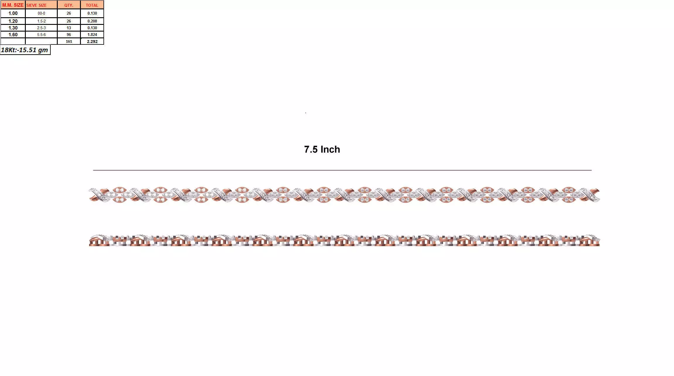 Multimetal Bracelet With Diamonds 5 3D print model_0