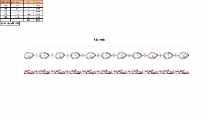 Drop Shaped Bracelet With Diamonds 3D print model