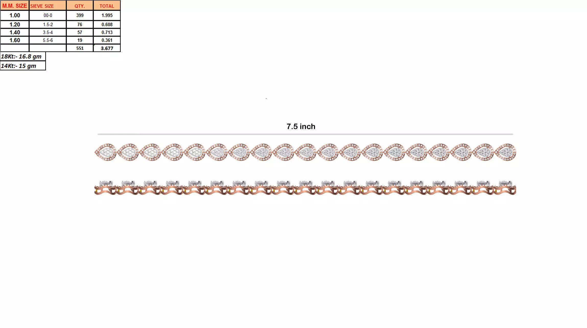 Drop Shaped Bracelet With Diamonds 1 3D print model_0