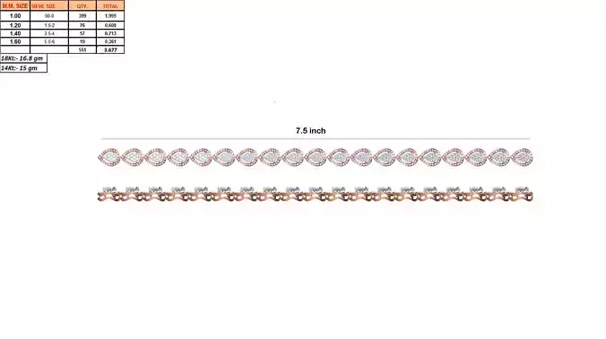 Drop Shaped Bracelet With Diamonds 1 3D print model