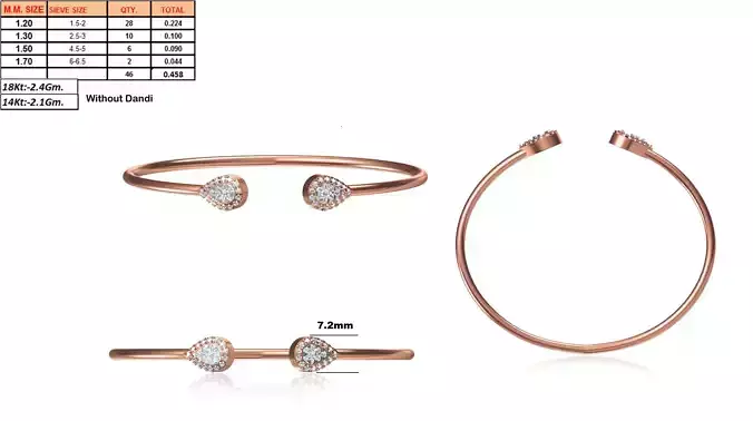 Drop Shaped Thin Ring With Diamonds 1 3D print model