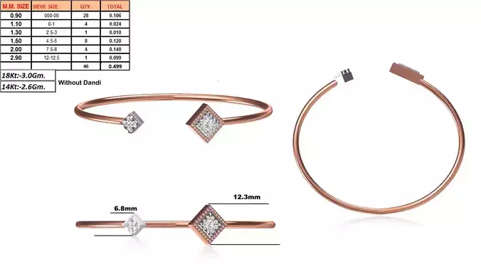 Square Shaped Thin Rose Gold Ring 1