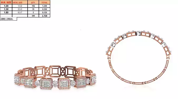 Square Design Rose Gold Ring With Diamonds