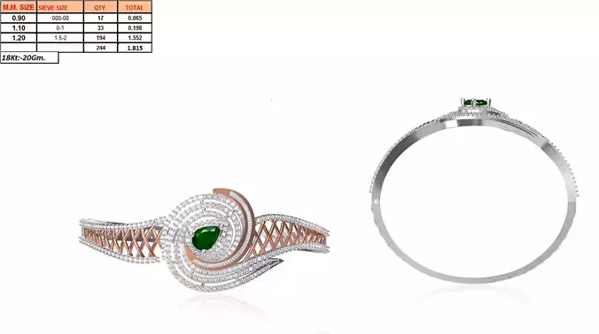 Multi Metal Spiral Ring With Emerald 3D print model