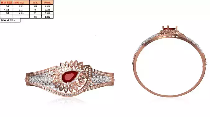 Drop Shaped Rose Gold Ring With Ruby 3D print model