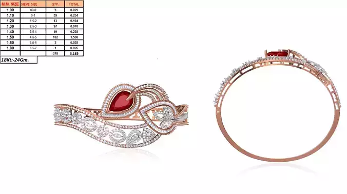 Leaf Shaped Rose Gold Ring With Ruby