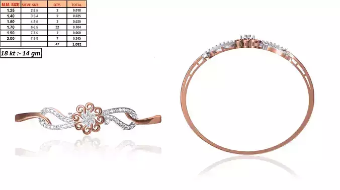 Flower Shaped Rose Gold Ring With Diamonds 33
