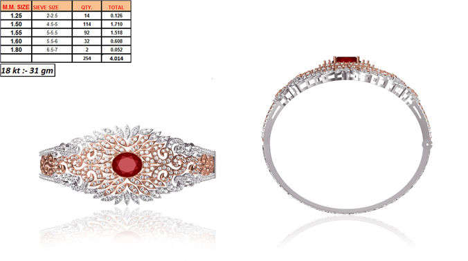 Multi Metal Floral Ring With Ruby 3D print model
