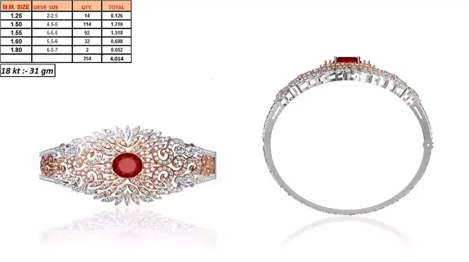 Multi Metal Floral Ring With Ruby