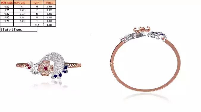 Floral Multi Metal Ring With Diamonds 3D print model