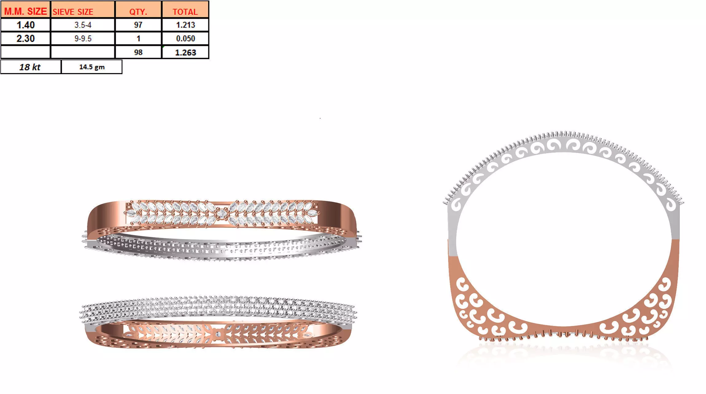 Multi Metal Ring With Diamonds 19 3D print model