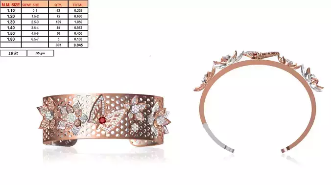 Floral Design Rose Gold Ring 3D print model
