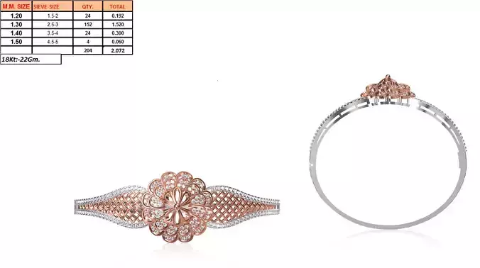 Flower Shaped Multi Metal Ring With Diamonds 9 3D print model
