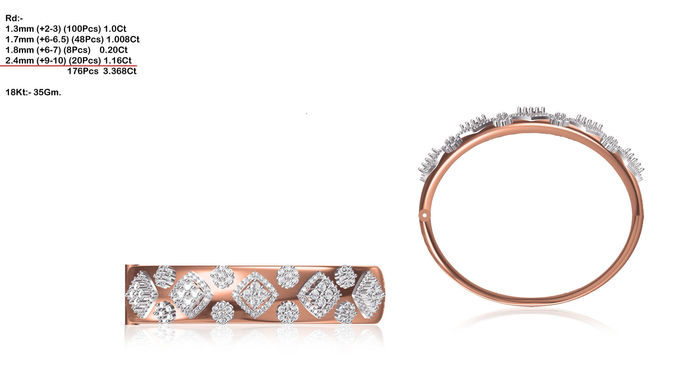 Floral Rose Gold Ring With Diamonds 4 3D print model