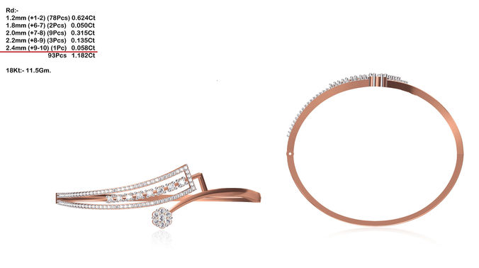 Spiral Rose Gold Ring With Diamonds 19 3D print model
