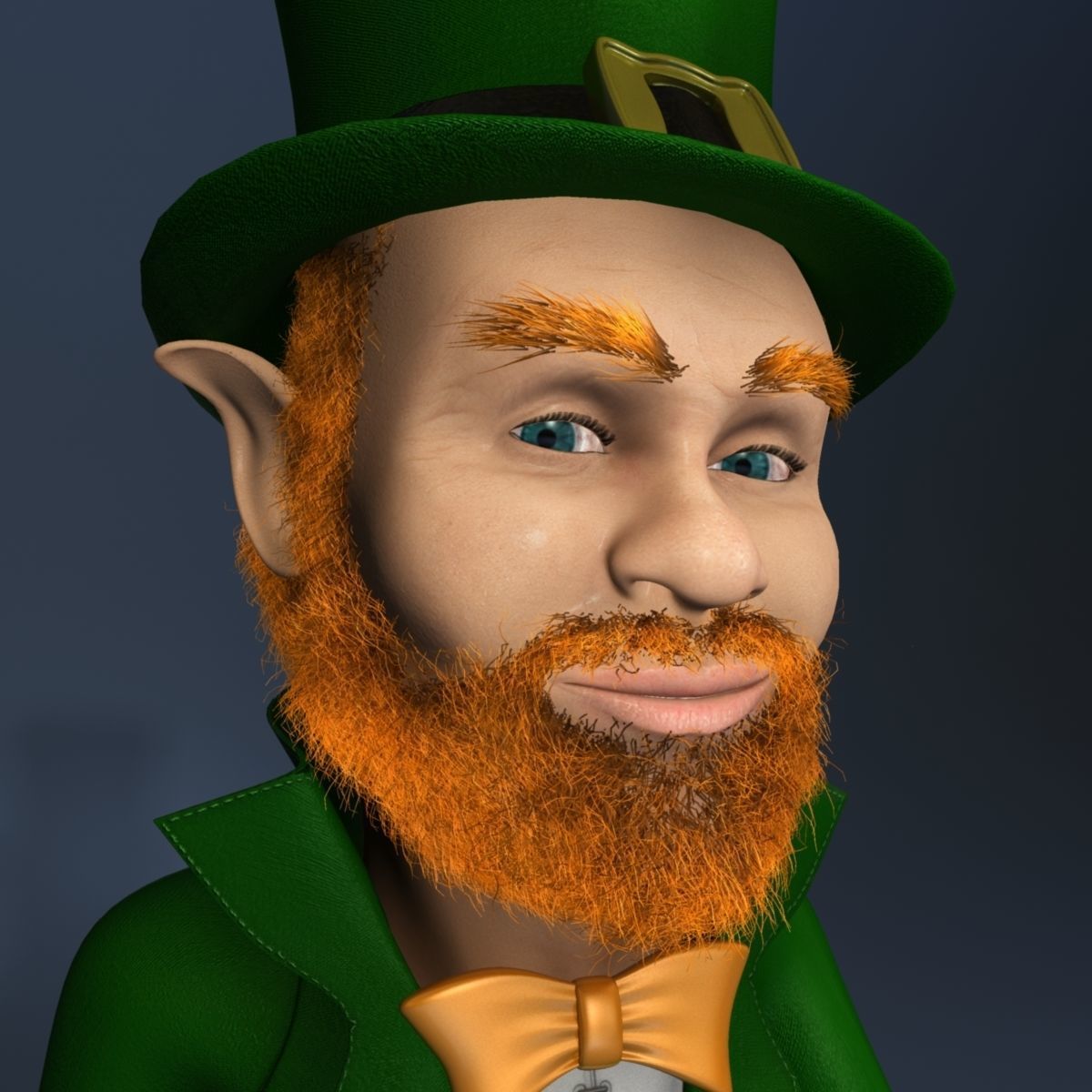 Leprechaun with cane Low-poly 3D model_3