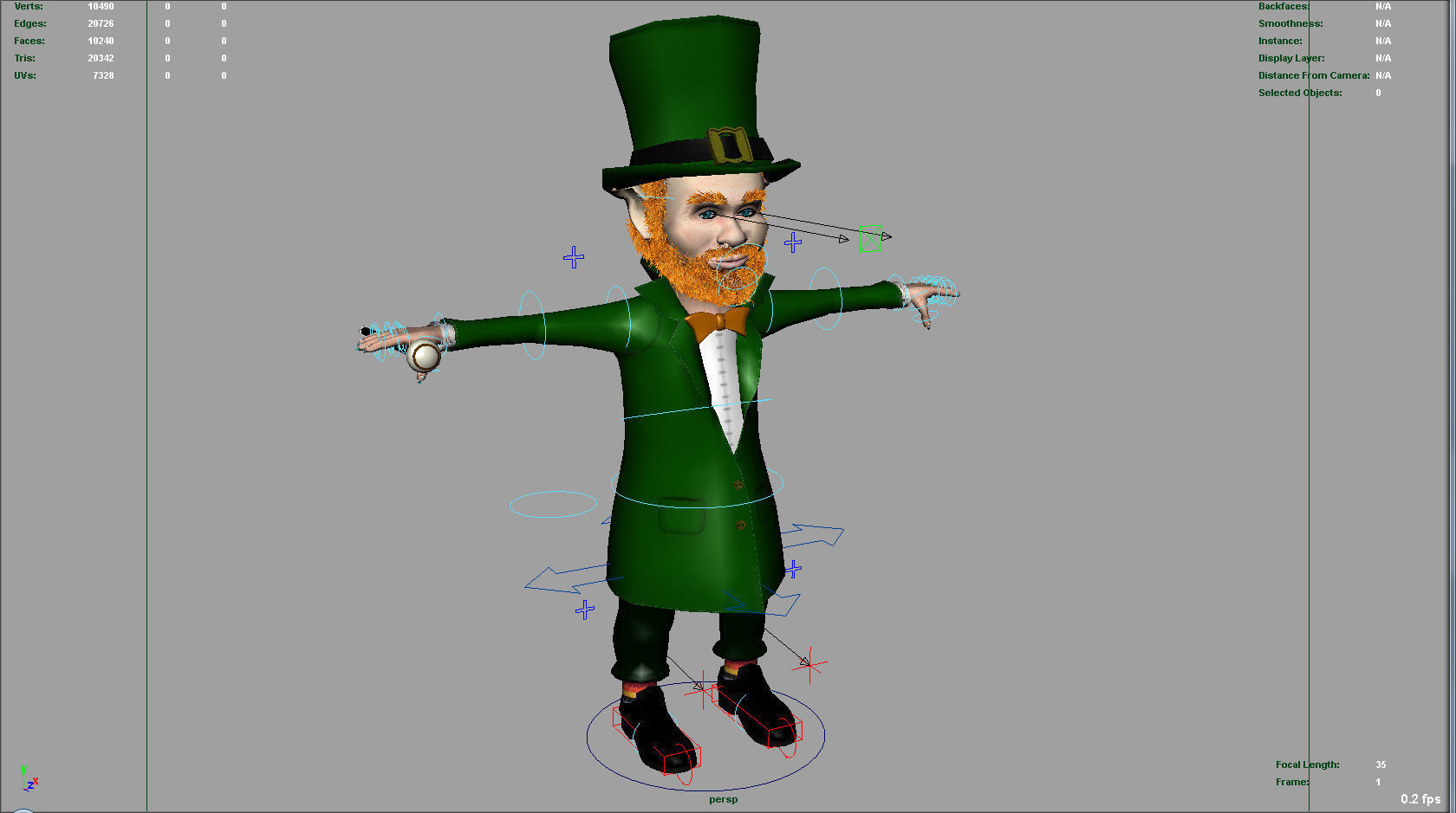 Leprechaun with cane Low-poly 3D model_21