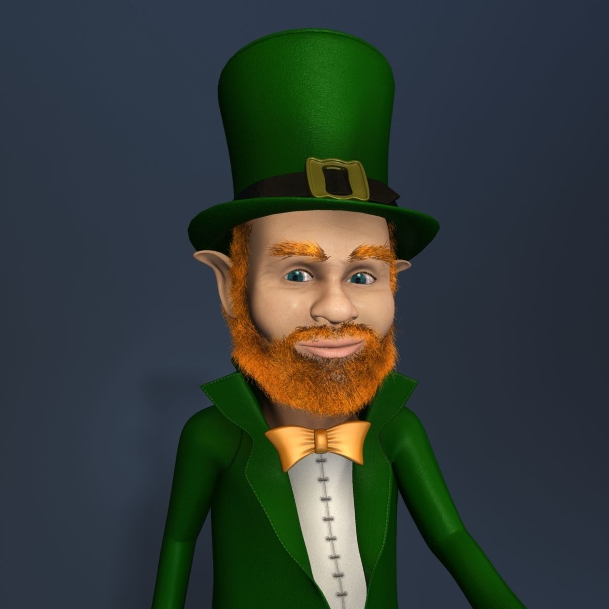 Leprechaun with cane Low-poly 3D model_1