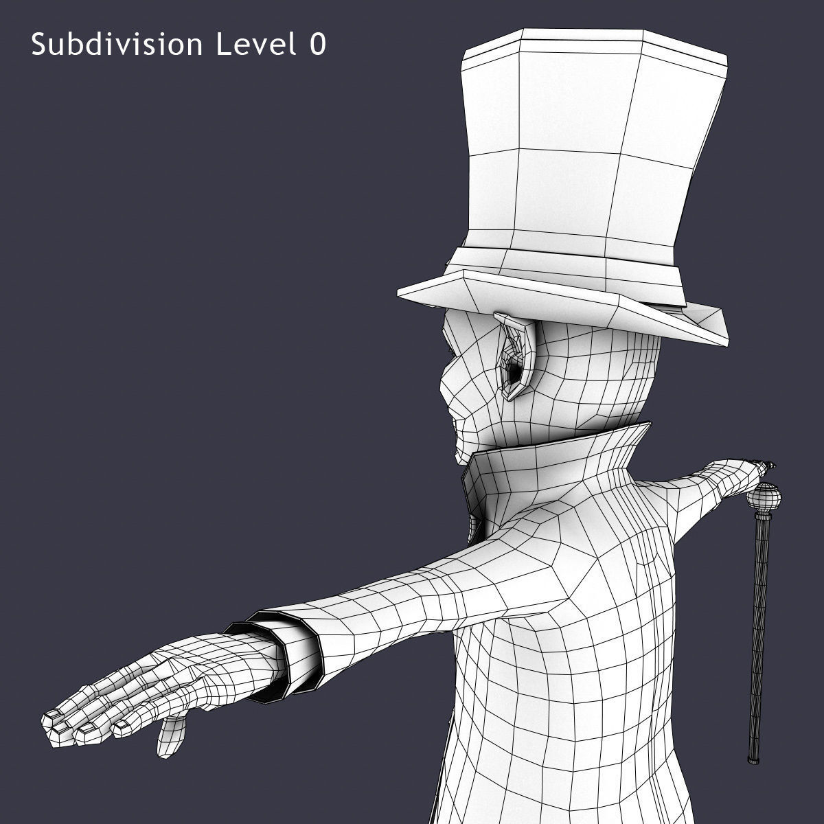Leprechaun with cane Low-poly 3D model_16