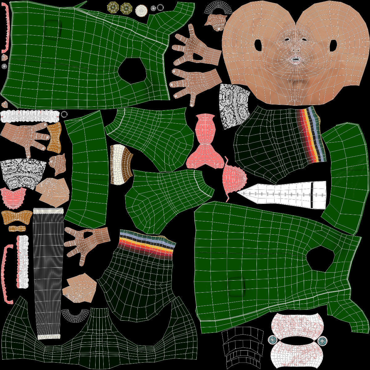 Leprechaun with cane Low-poly 3D model_24