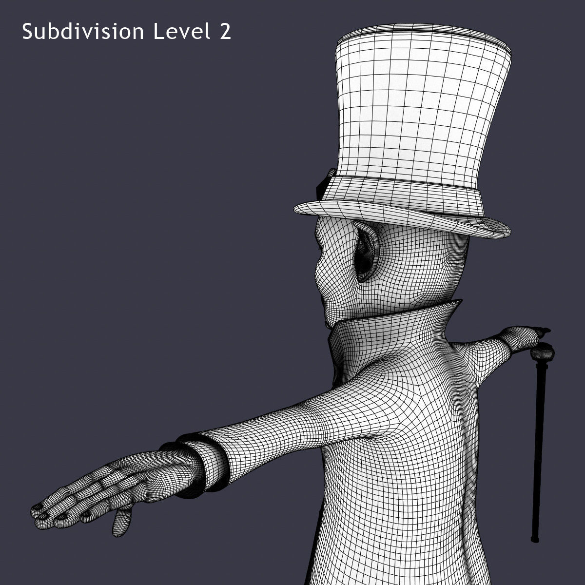 Leprechaun with cane Low-poly 3D model_20