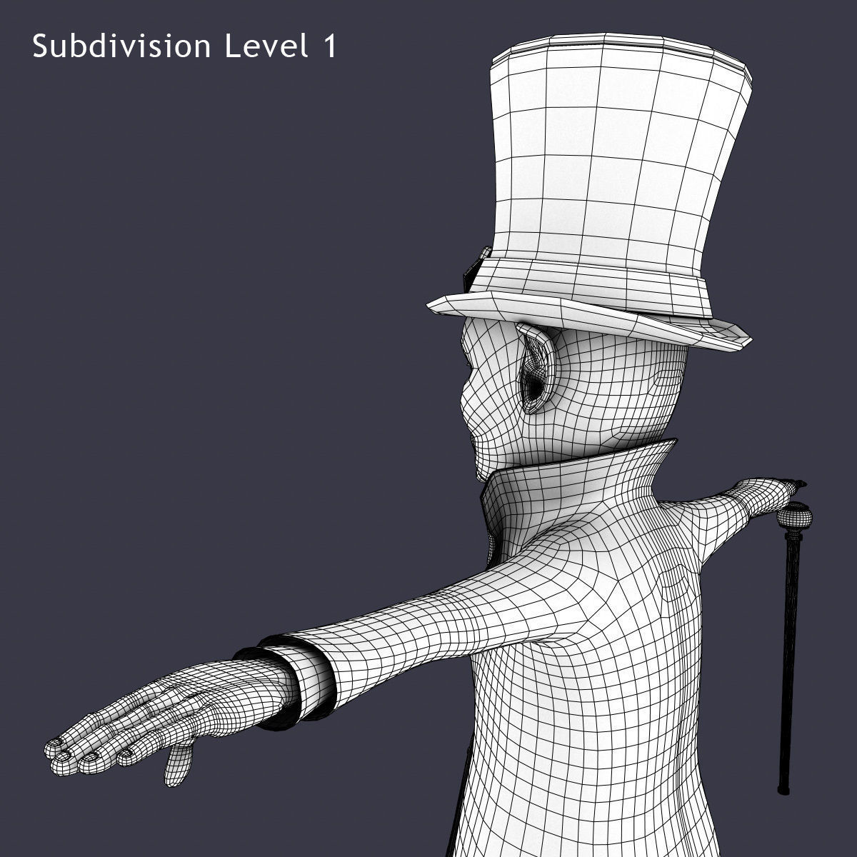 Leprechaun with cane Low-poly 3D model_17