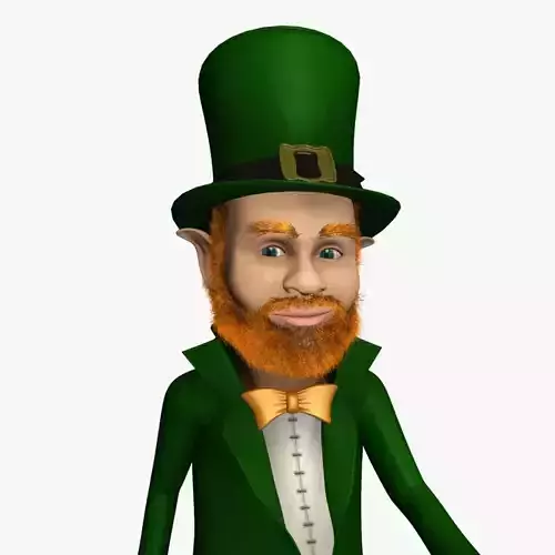 Leprechaun with cane Low-poly 3D model