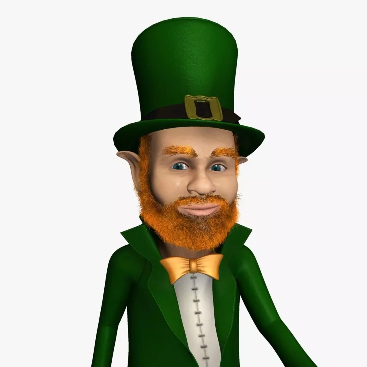 Leprechaun with cane Low-poly 3D model_0