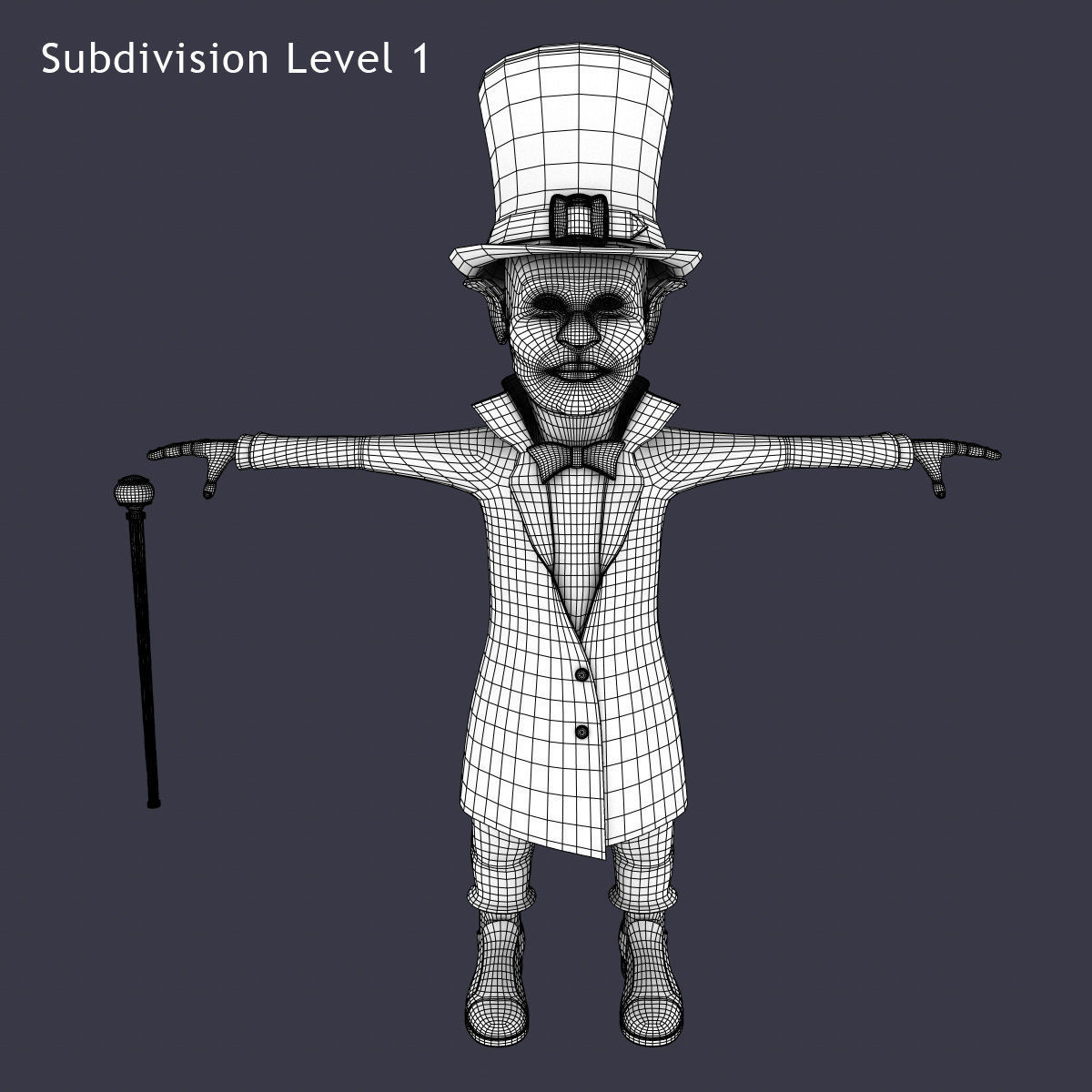 Leprechaun with cane Low-poly 3D model_15