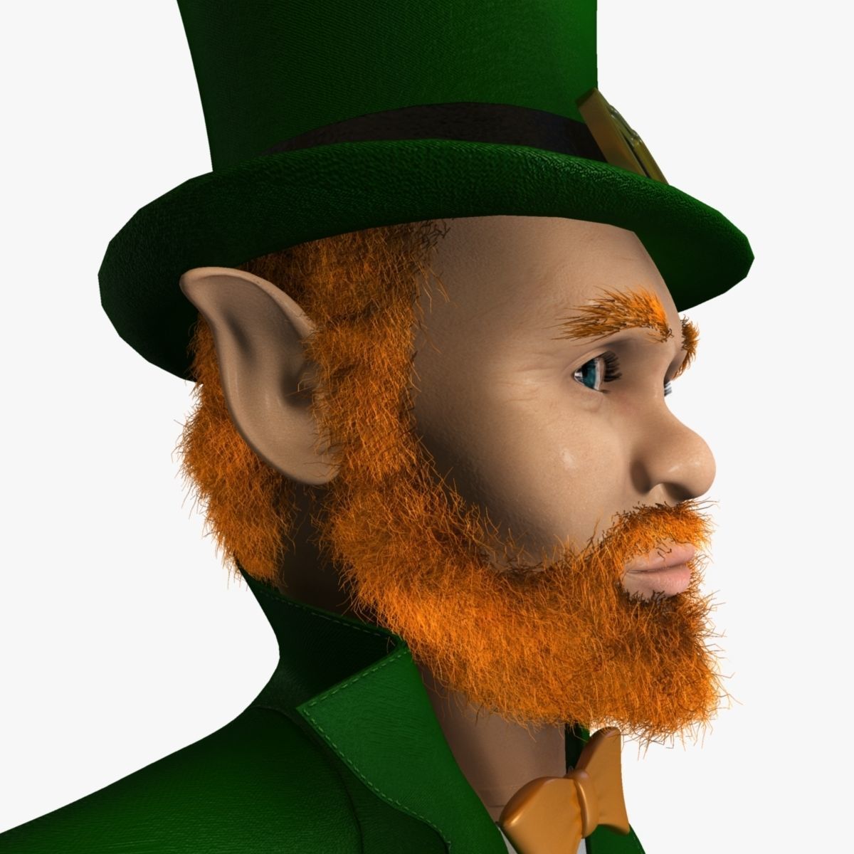 Leprechaun with cane Low-poly 3D model_9
