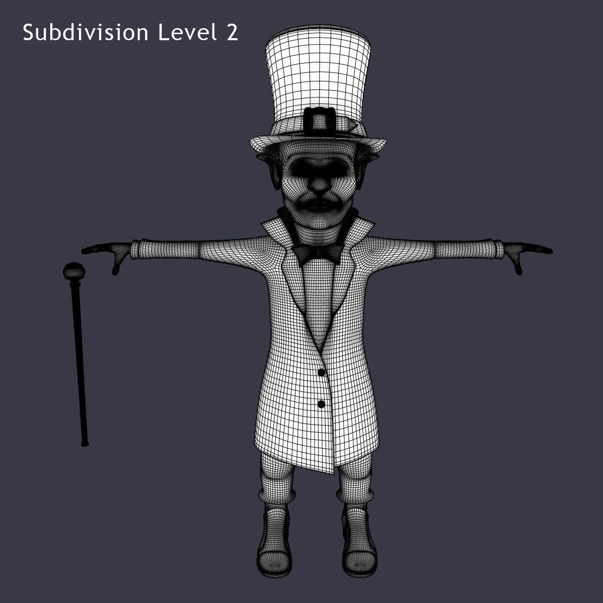 Leprechaun with cane Low-poly 3D model_12