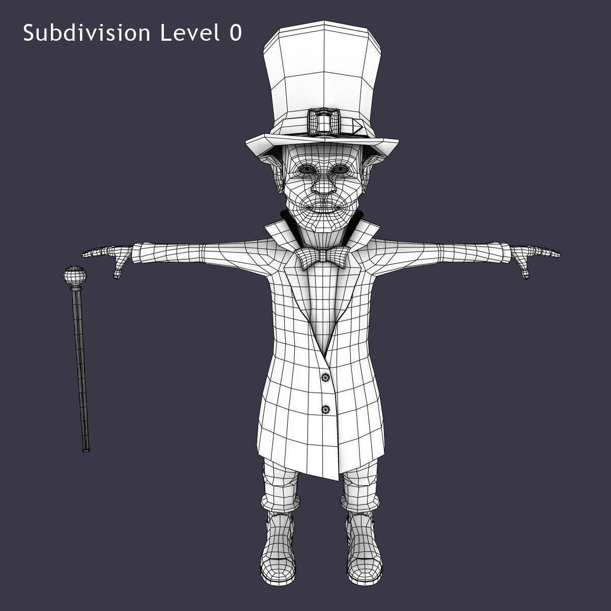Leprechaun with cane Low-poly 3D model_14