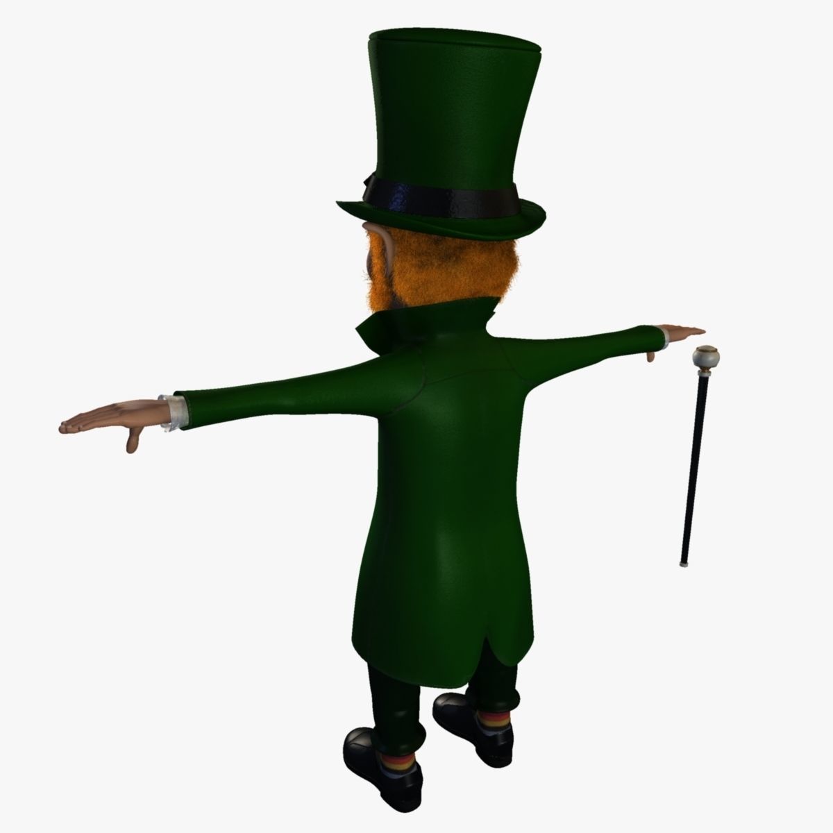 Leprechaun with cane Low-poly 3D model_8