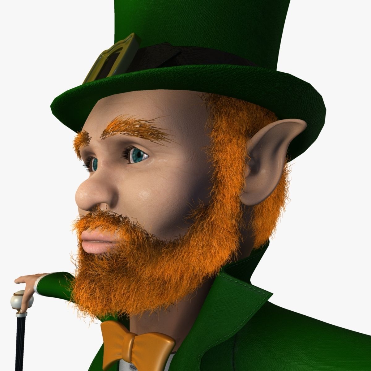 Leprechaun with cane Low-poly 3D model_11