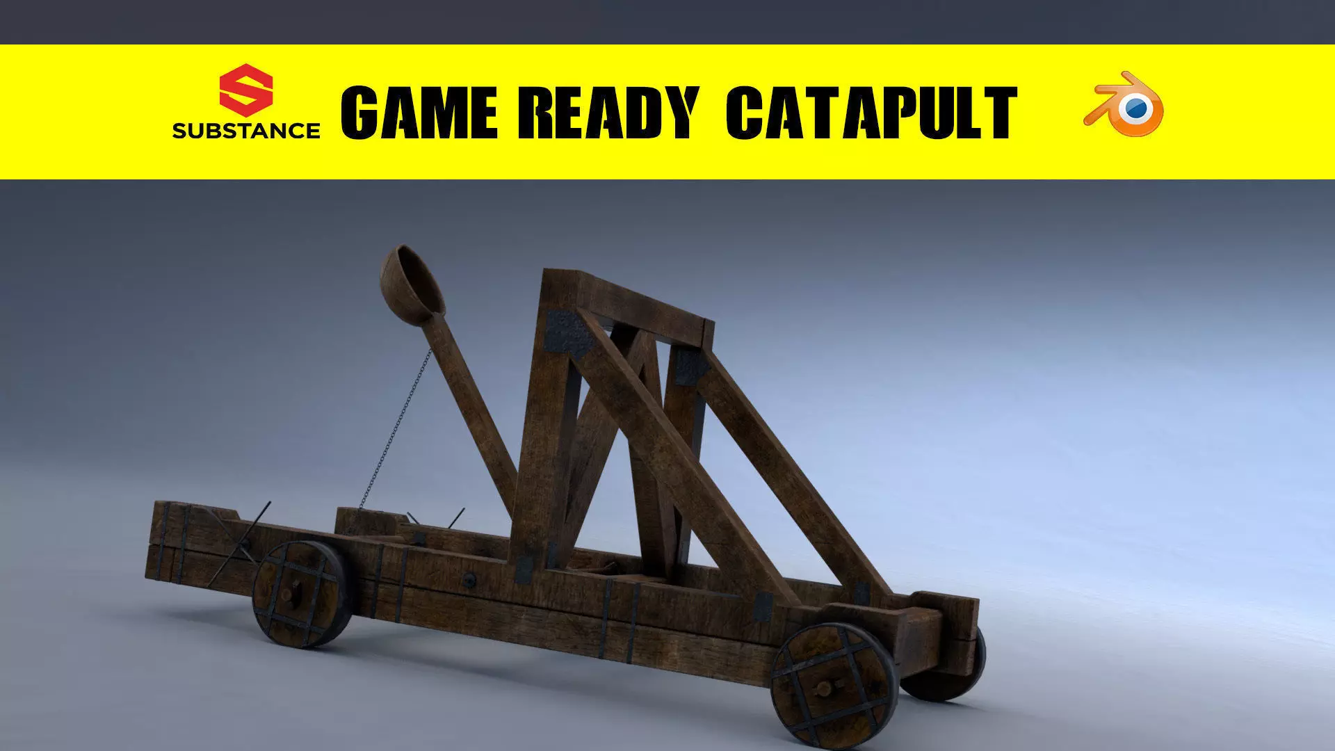 Game ready medieval catapult Free low-poly 3D model_0