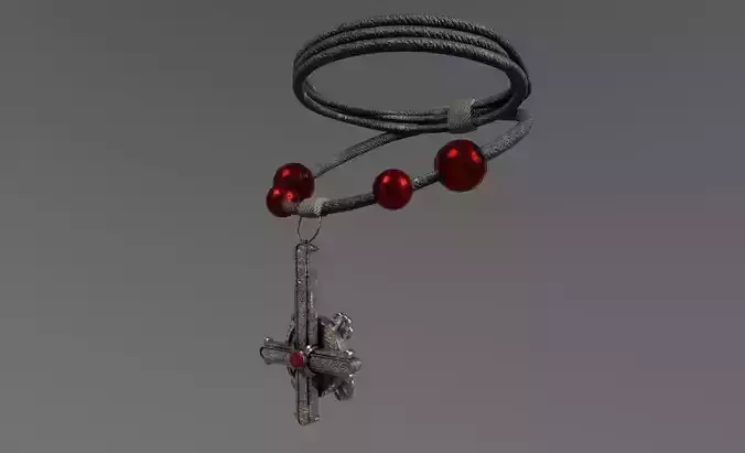 Colar feito como pulseira com cruz  Low-poly 3D model